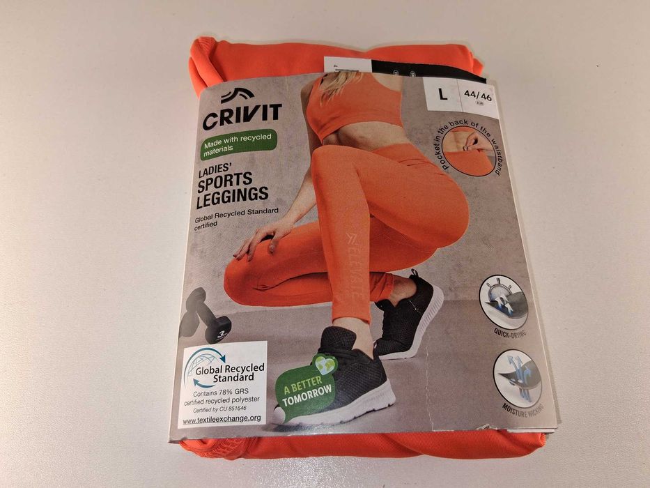 A262 Legginsy Sportowe Damskie Crivit Recykling Pomarańczowe L (44/46)