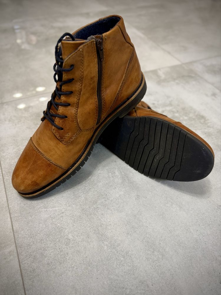 Buty męskie - Botki sznurowane - bugatti, brązowe