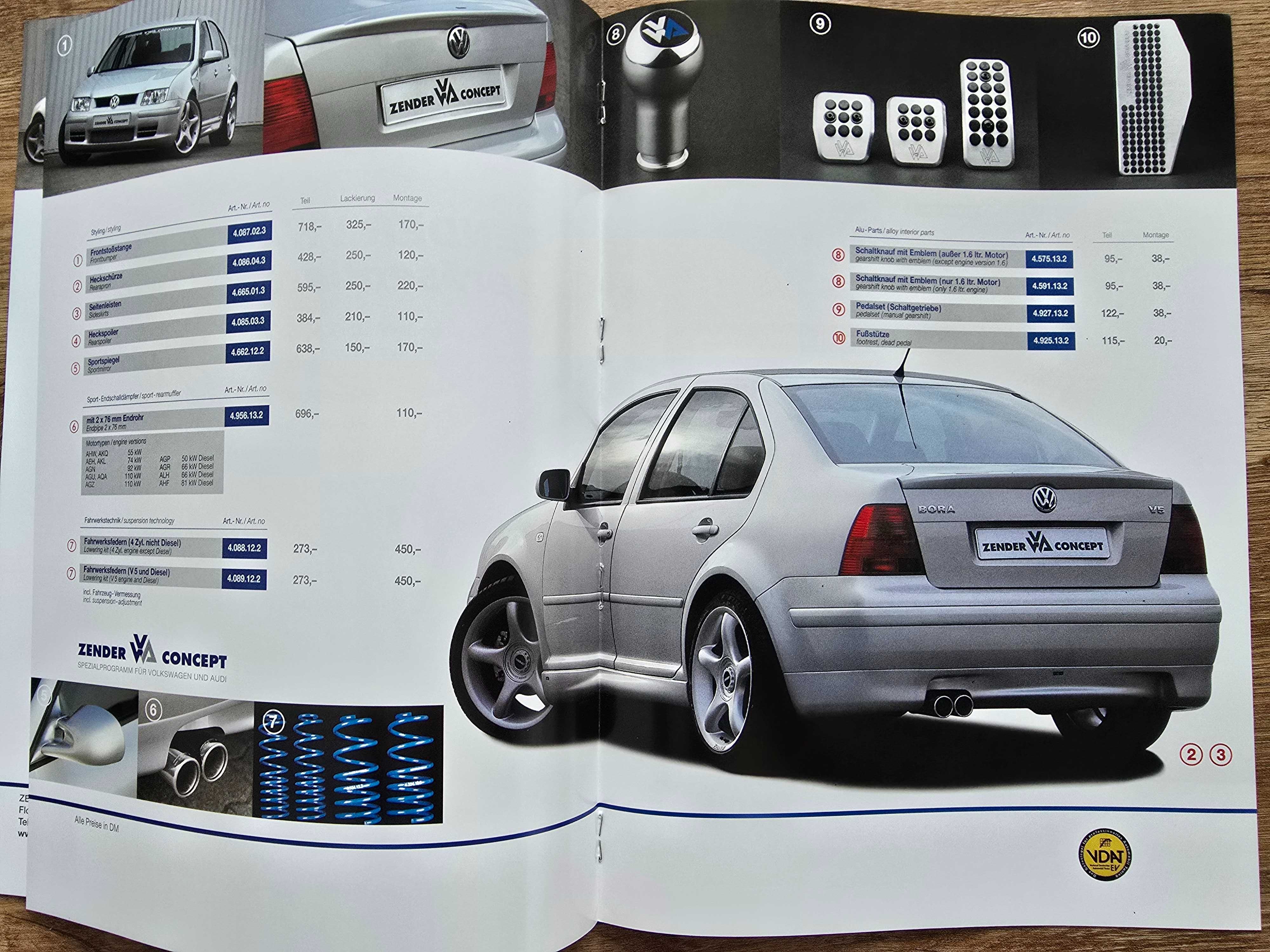 Prospekt Zender VW Bora