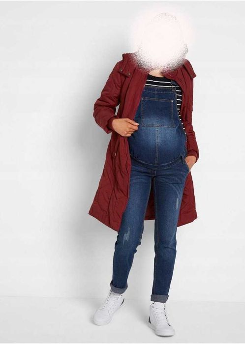 Nowy płaszcz ciążowy z kapturem, wkładką niemowlęcą 34 36,38 ocieplona