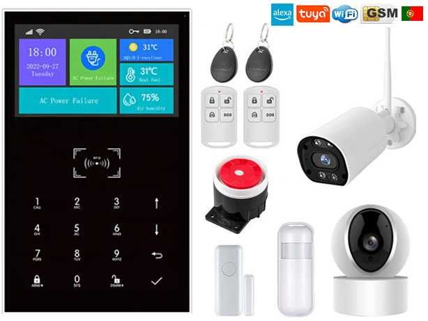 Alarme Tuya sem Fios GSM/WiFi + Câmaras HD Android/iOS PT (NOVO)