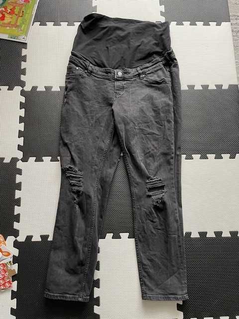 spodnie ciążowe dżinsy ciemne H&M MAMA mom ankle jeans L
