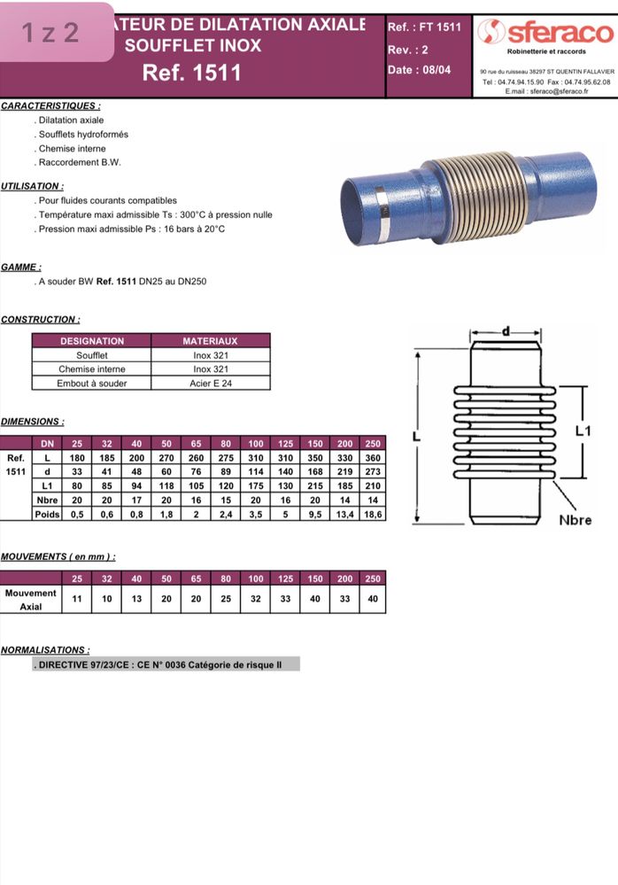 Kompensator stalowyDN32 DN40 DN50