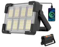 Akumulatorowa lampa/ reflektor LED z panelem solarnym i powerbankiem