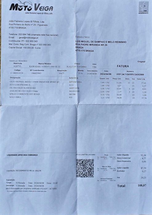 1Ano 2022Moto Kawasaki Versys 1000  motivo de vends: Perda da visão -