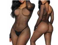 Bodystocking z cyrkoniami czarne siateczka bielizna
