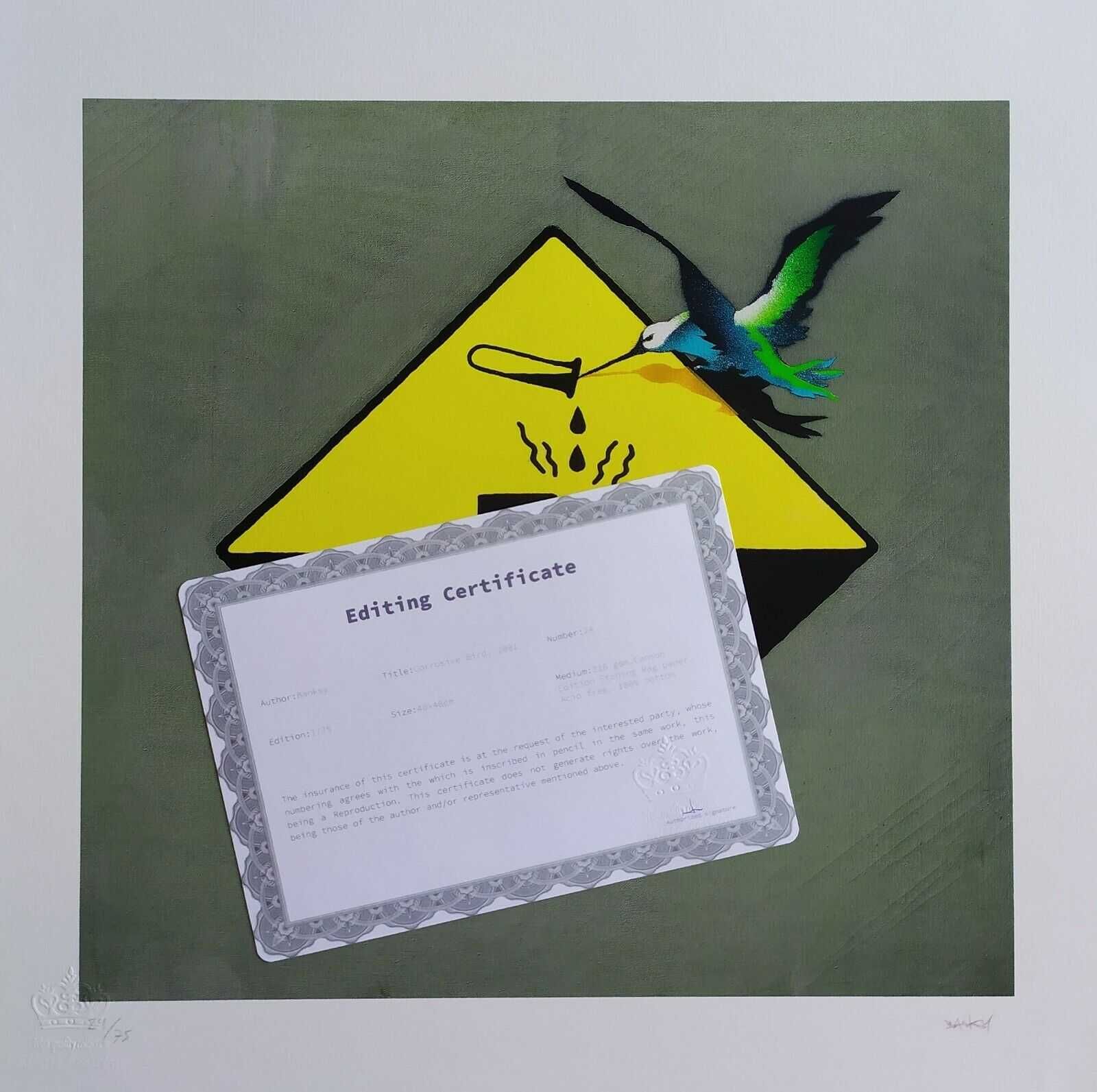 Banksy reprodukcja grafika "Bird" certyfikat