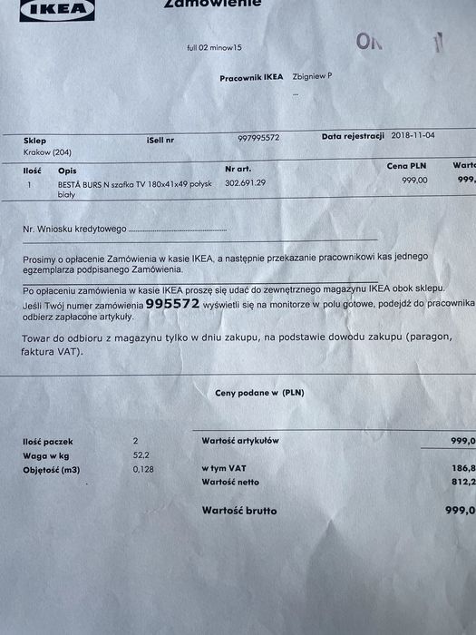 IKEA BESTÅ | Szafka RTV Biała Lakierowana