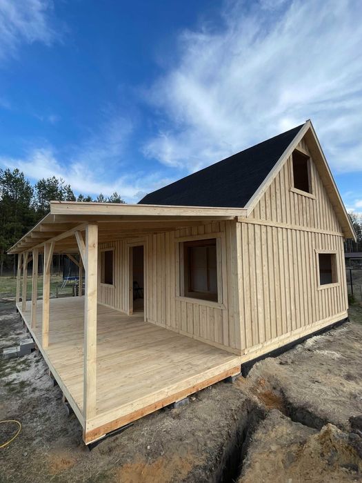 Drewniany domek 7 X 5 z poddaszem użytkowym - NOWY