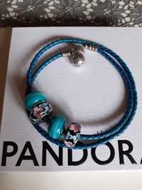 Bransoletka Pandora oryginał r 20cm z charms murano