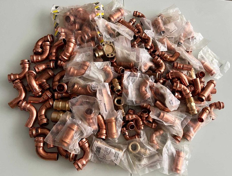 Miedź kształtki 22 / 18 / 15 kolanko trójnik zaprasowywane viega 9kg