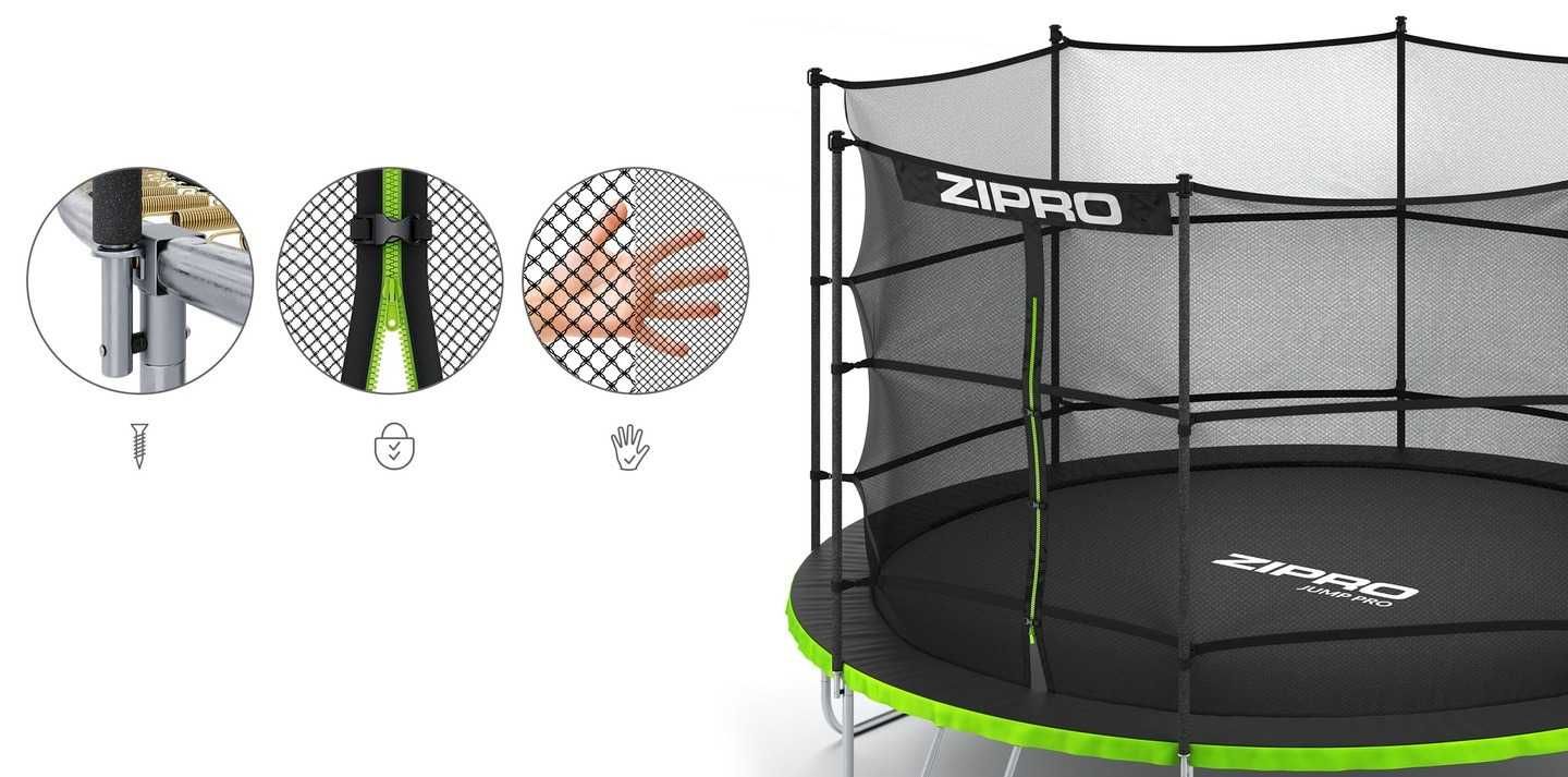 TRAMPOLINA ogrodowa z siatką ZIPRO średnica 312cm wysokość 256cm NOWA