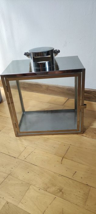 Lampion srebrny szkło sznurek