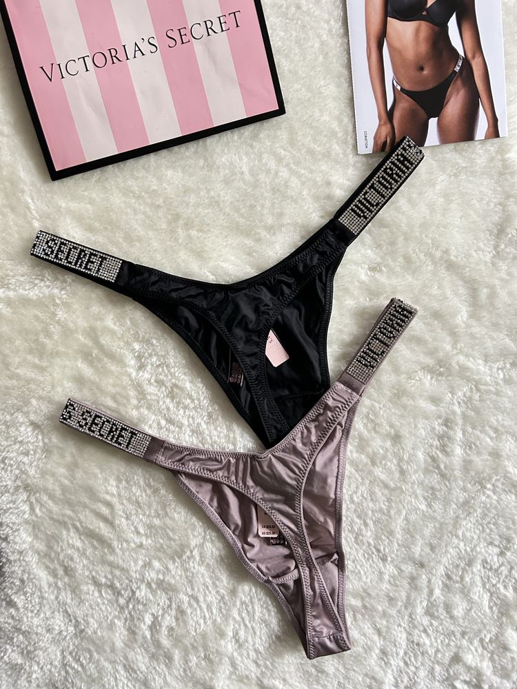 Victoria’s Secret majtki 2 pary stringi M nowe metka shine straplogo