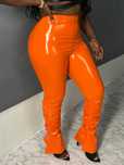 Legginsy Lateksowe Imprezowe Sexy Pomarańczowe Wysoki Stan Shein Xl 42