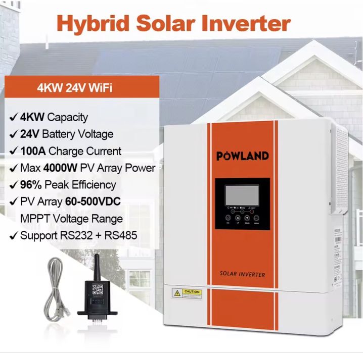 Гибридный солнечный инвертор powland 4kw wifi 4квт 4000в 24v 24в