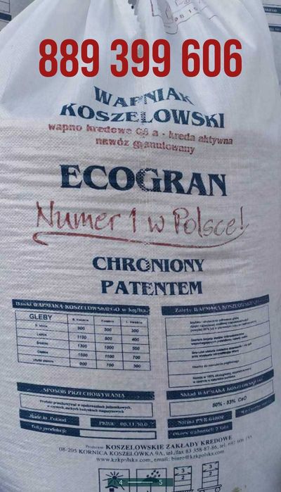 WAPNO GRANULOWANE, KREDA nawozowa granulowana 06a, Wapniak Koszelowski