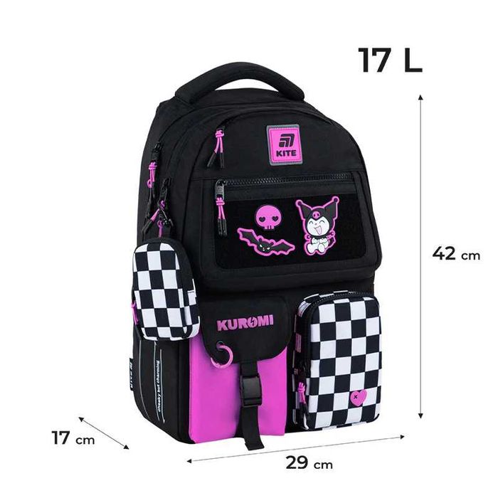 Рюкзак + пенал шкільний підлітковий Kite  Kuromi Кайт Куромі 9-12 р