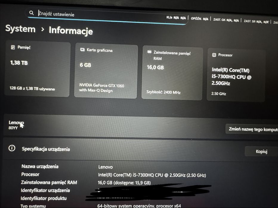 Lenovo Legion Y520 I5 7gen Gtx1060 6gb