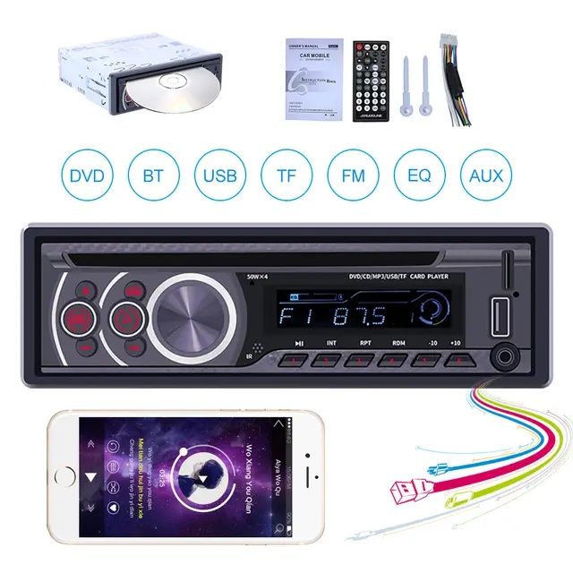 Rádio 1din com leitor CD/DVD Bluetooth USB AUX FM novo