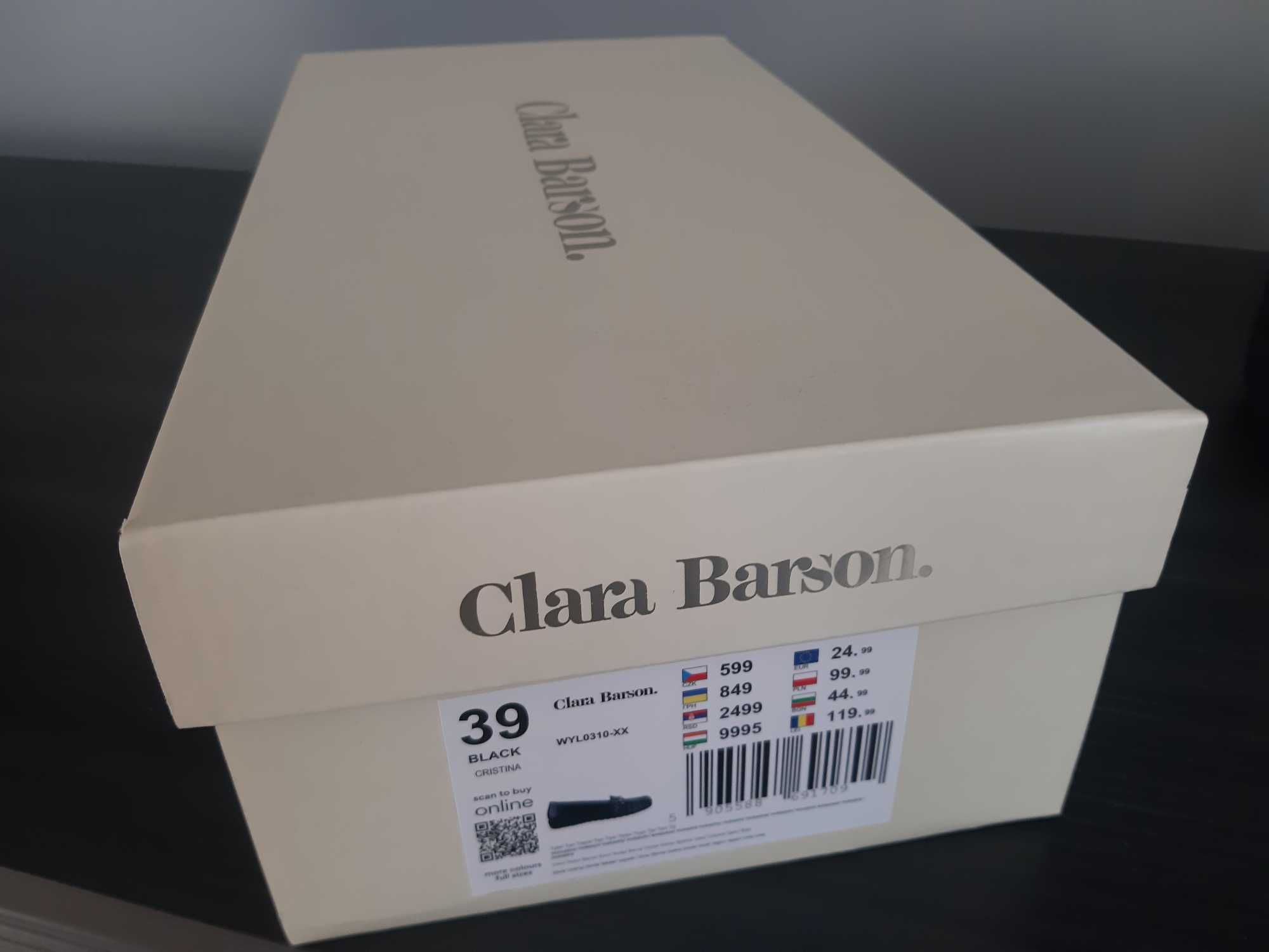 Czarne mokasyny damskie Clara Barson lakierowane rozm. 39