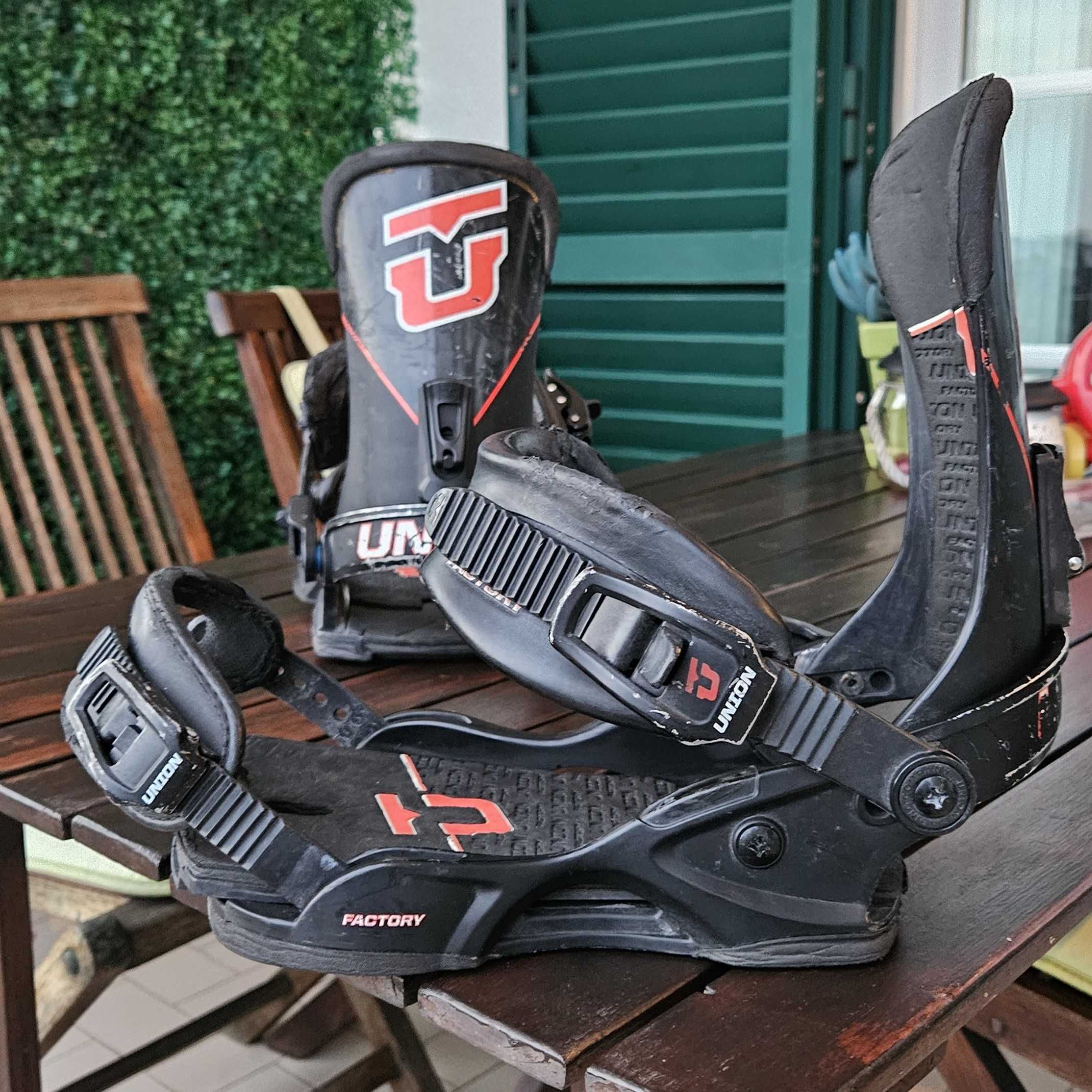 Prancha de Snowboard 151 com fixações Union (M/L bota de neve 40 a 44)