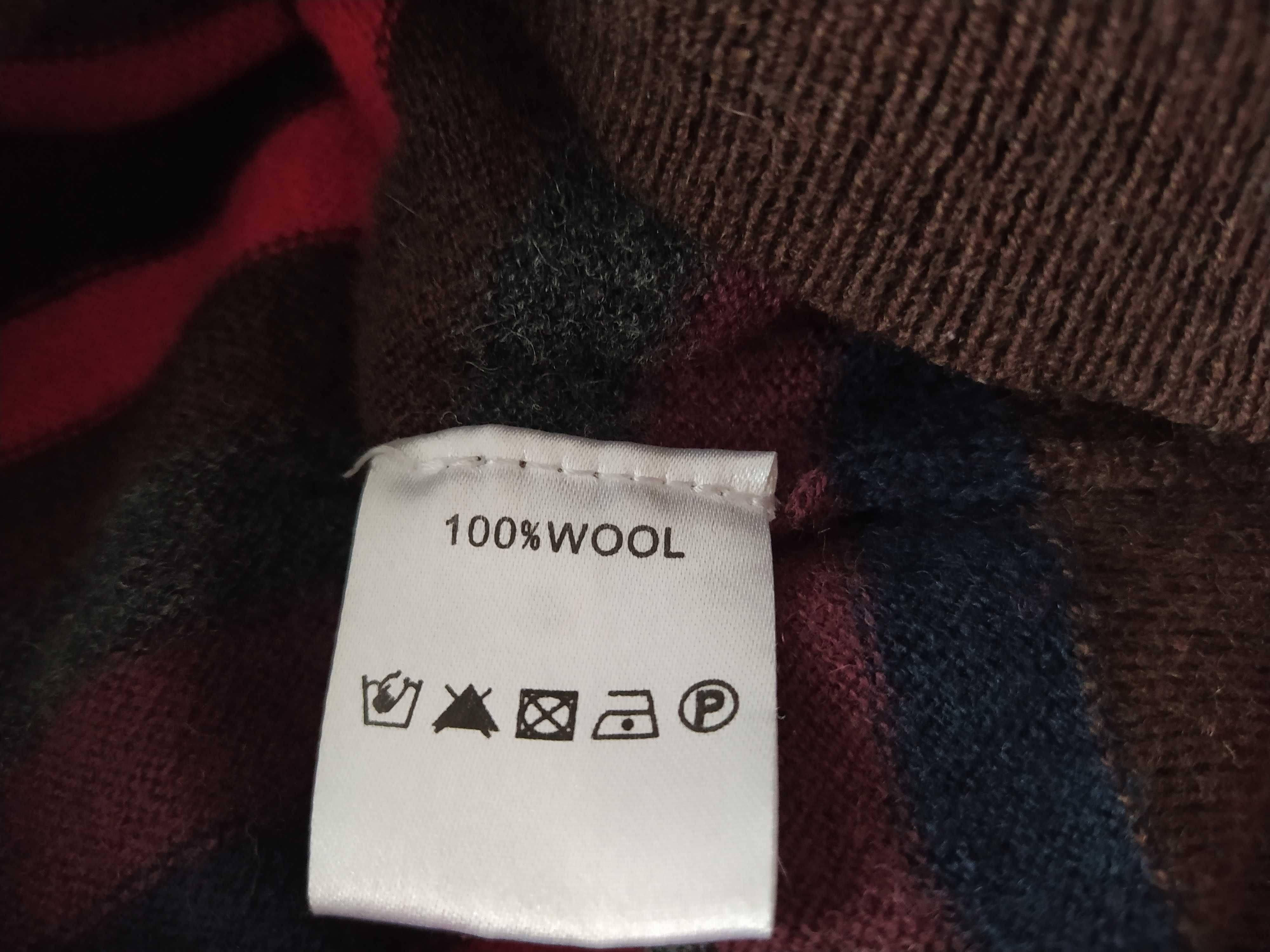 Sweter męski, rozmiar M, 100% wełny