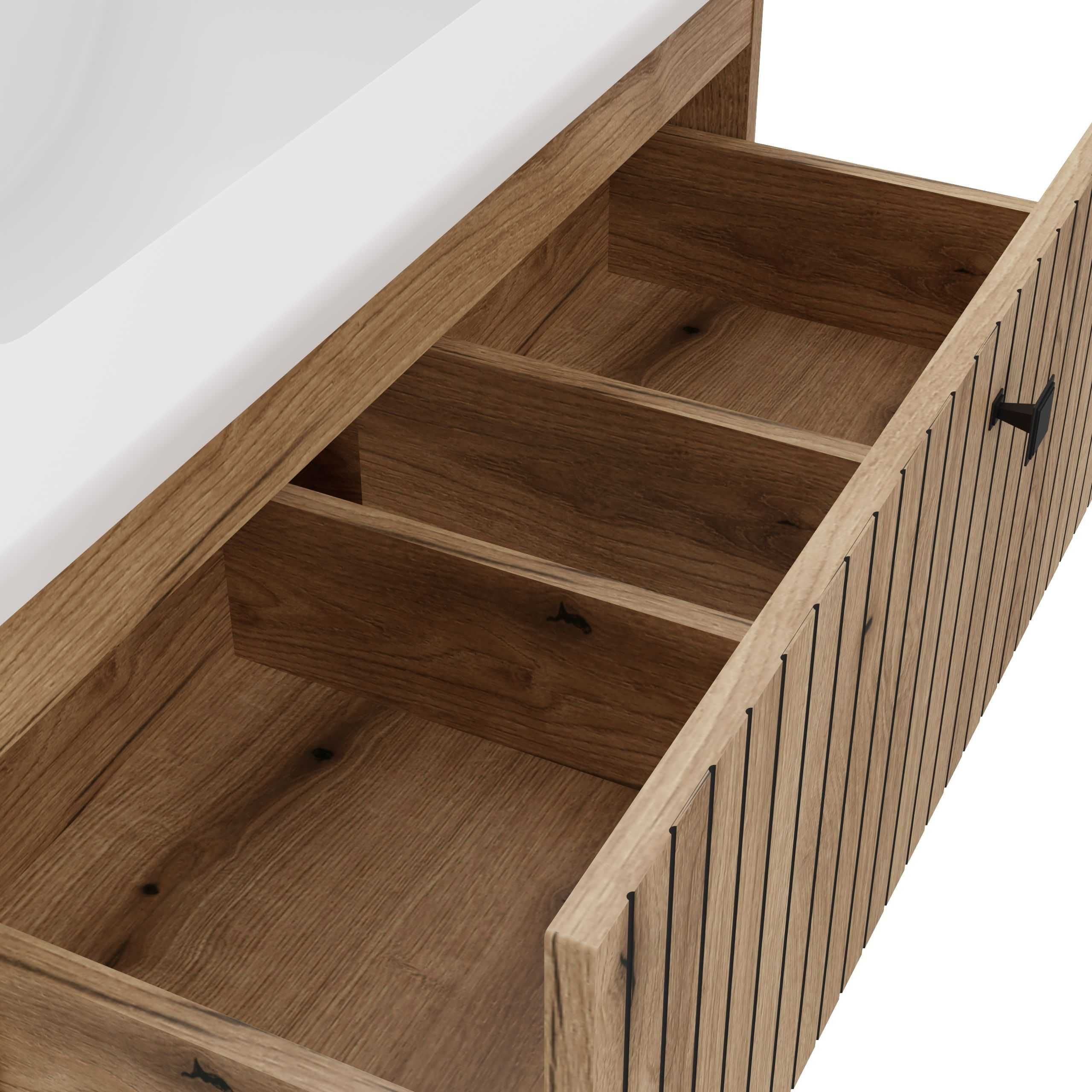 SZAFKA Pod Umywalkę TIGO 80 2S Ryflowany Front + Umywalka DĄB EVOKE