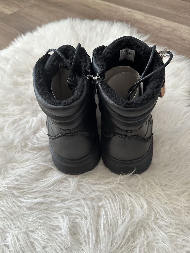 Nowe buty męskie skórzane ocieplane zimowe czarne