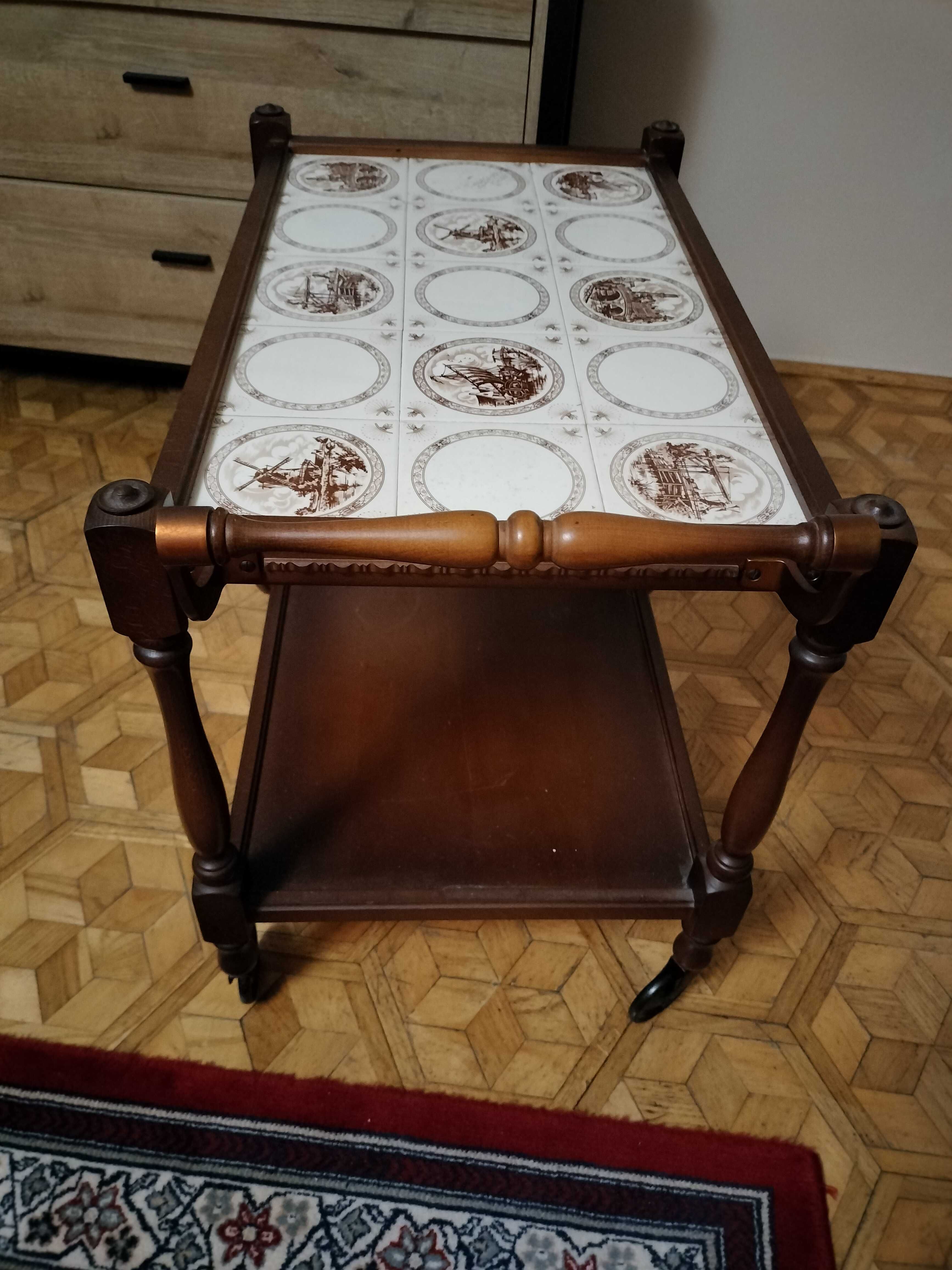 Ilse Moebel stary drewniany barek stolik na kółkach