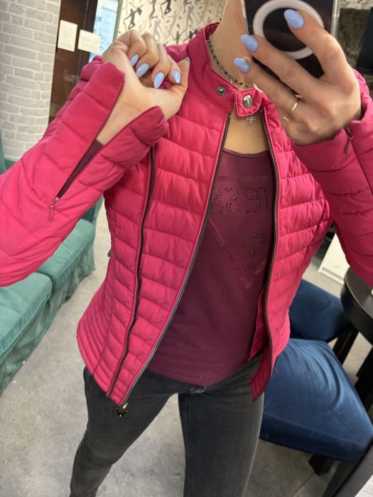 Guess kurtka pikowana ramoneska przeciwdeszczowa pink flo neon xs S 34