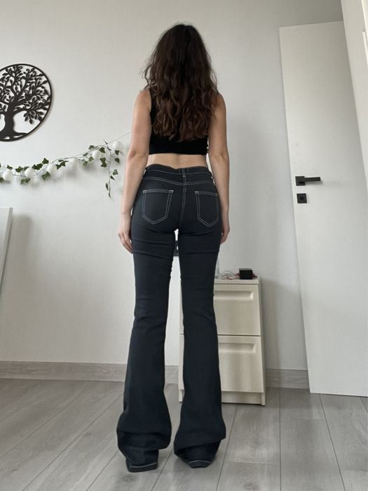 Джинсы черные средняя талия багги клёш винтаж bootcut 36 s 2000s 90s