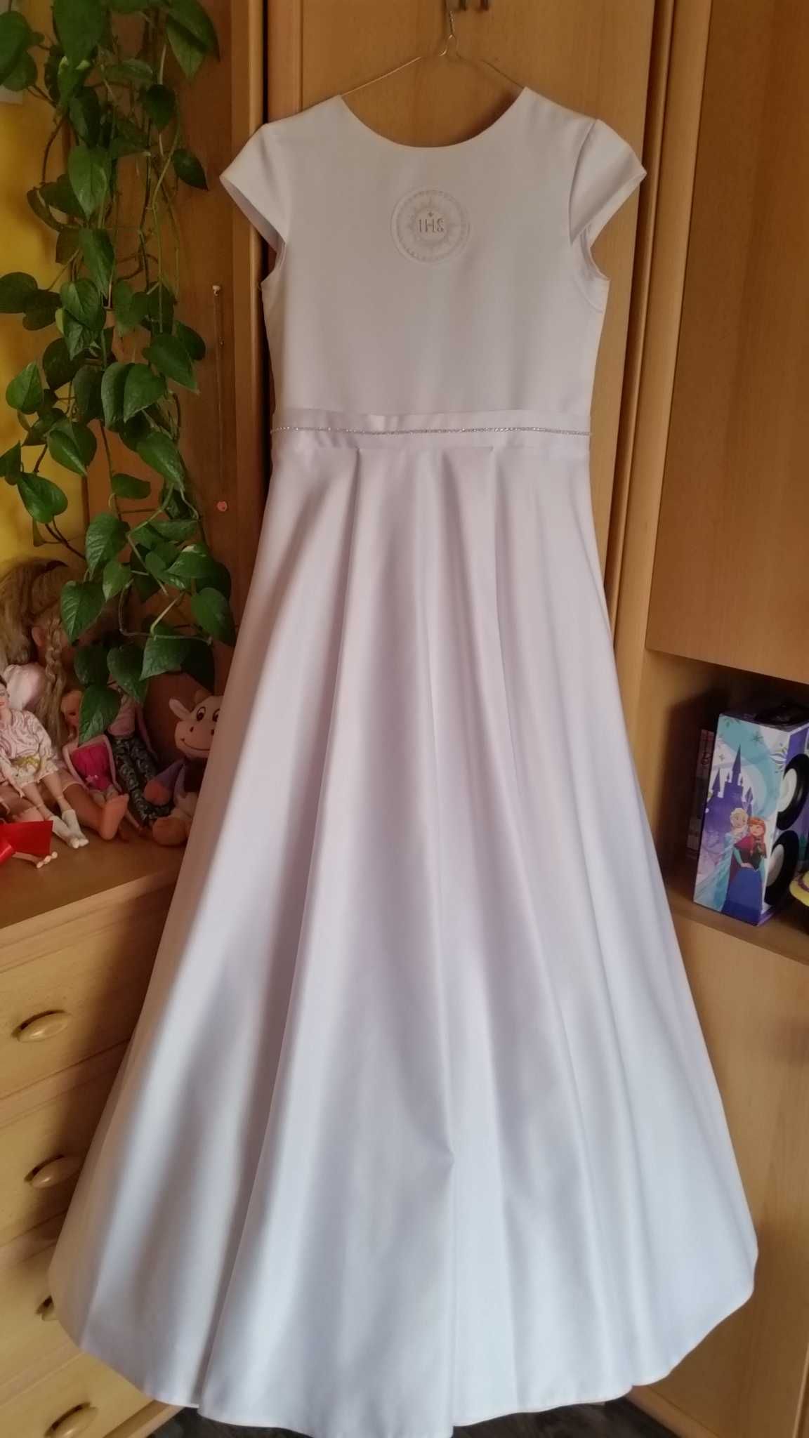 sukienka komunijna na wzrost 156cm plus dodatki