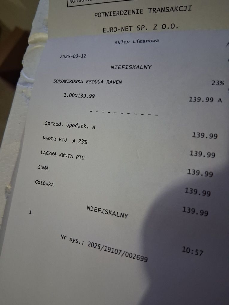 Sokowirówka raz używana