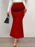Spódnica Maxi Elegacka Syrena Z Wysokim Stanem Burgundowa Shein 3Xl 46