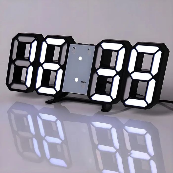 Настільний цифровий LED-годинник з будильником, підсвіткою,