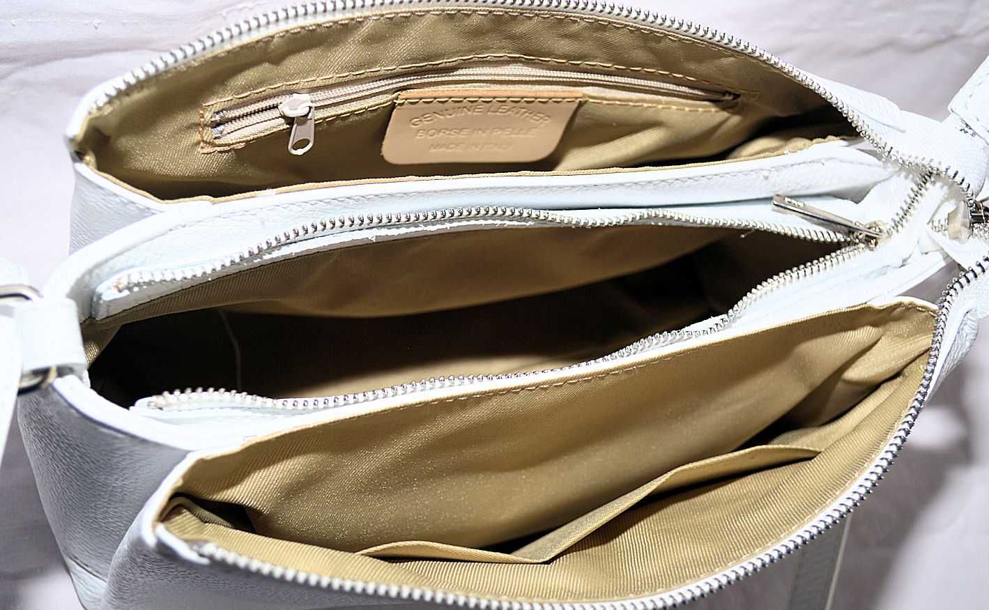 GENUINE LEATHER Torebka llistonosk skóra naturalna