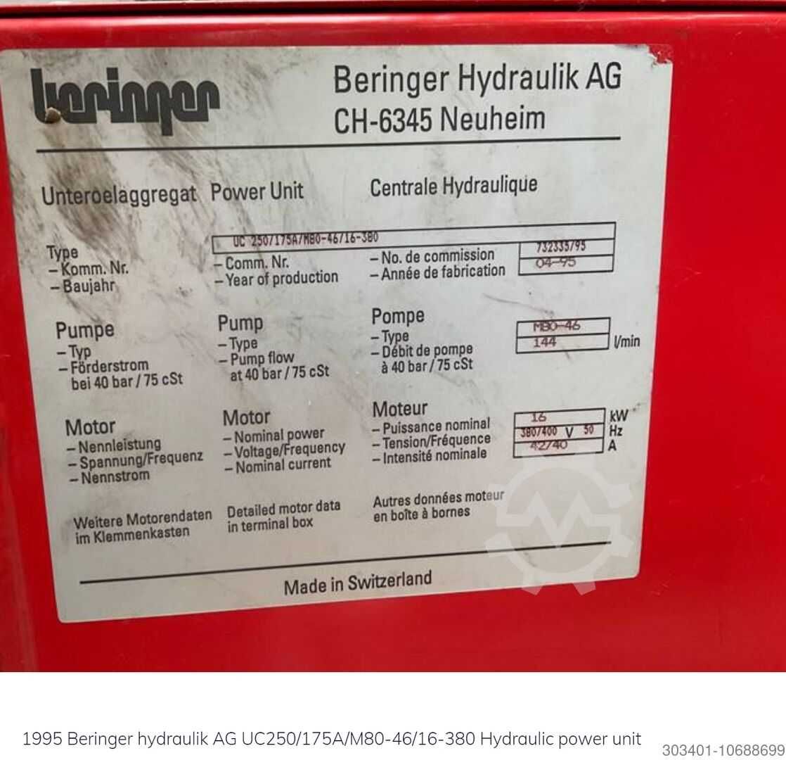 Agregat Hydrauliczny BERINGER  16 KW, 144l/min