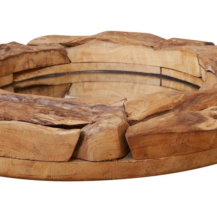 Lustro Okrągłe z Drewna Tekowego 60 cm - Rustykalna Dekoracja