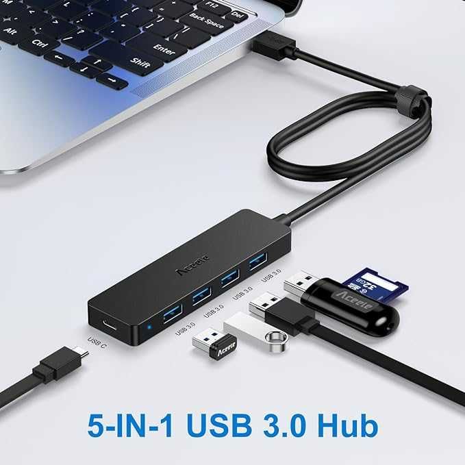HUB Accele 4x USB 3.0, kompatybilny z iOS/Windows 1,2m