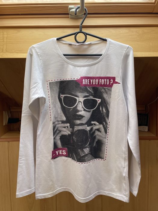 Nowa bluzka z długim rękawem biała