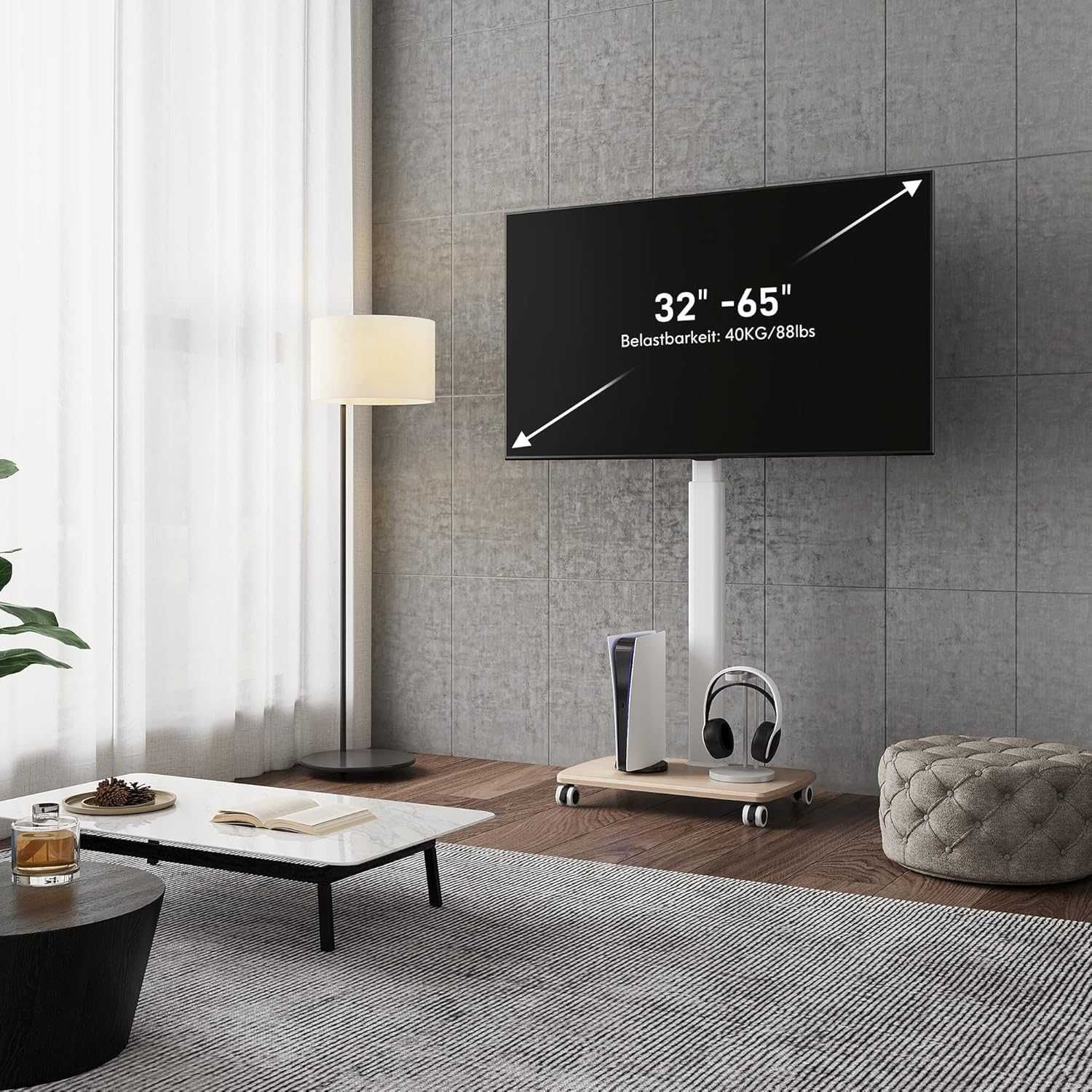 Uchwyt szafka na TV na kółkach od 32 do 70 cali regulowana wysokość