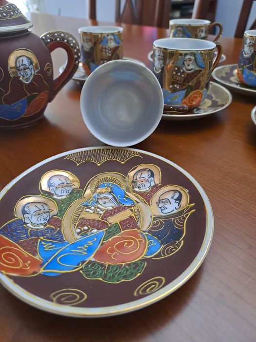 Serviço café chinês pintado à mão e açucareiro