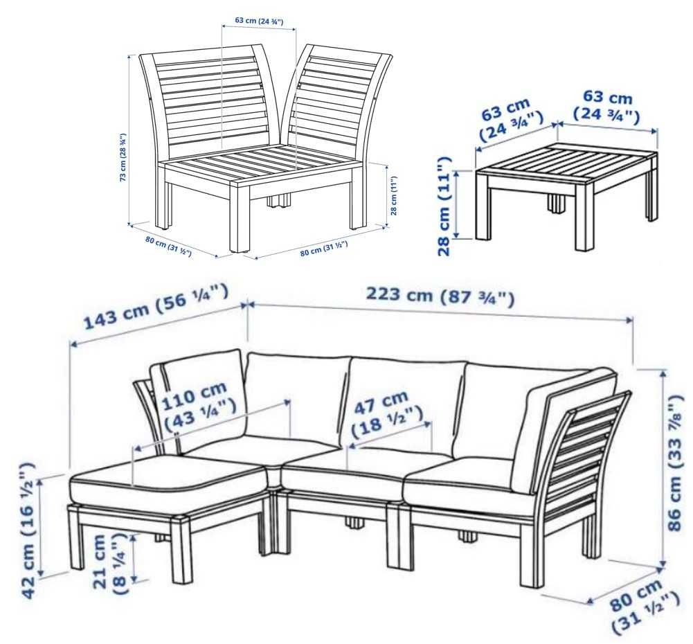 Sofá modular e mesa de apoio exterior IKEA