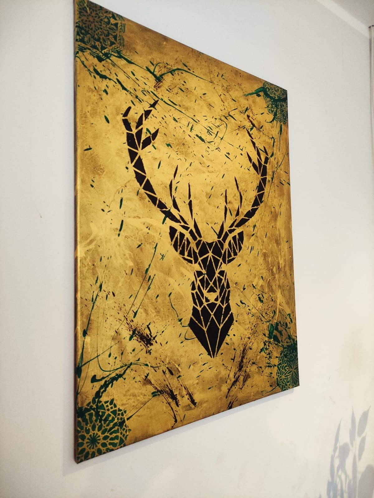 Złoty Obraz do salonu sypialni biura nowoczesny, abstrakcja 60×80