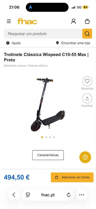 Trotinete Eletrica Wispeed C10-55 Max