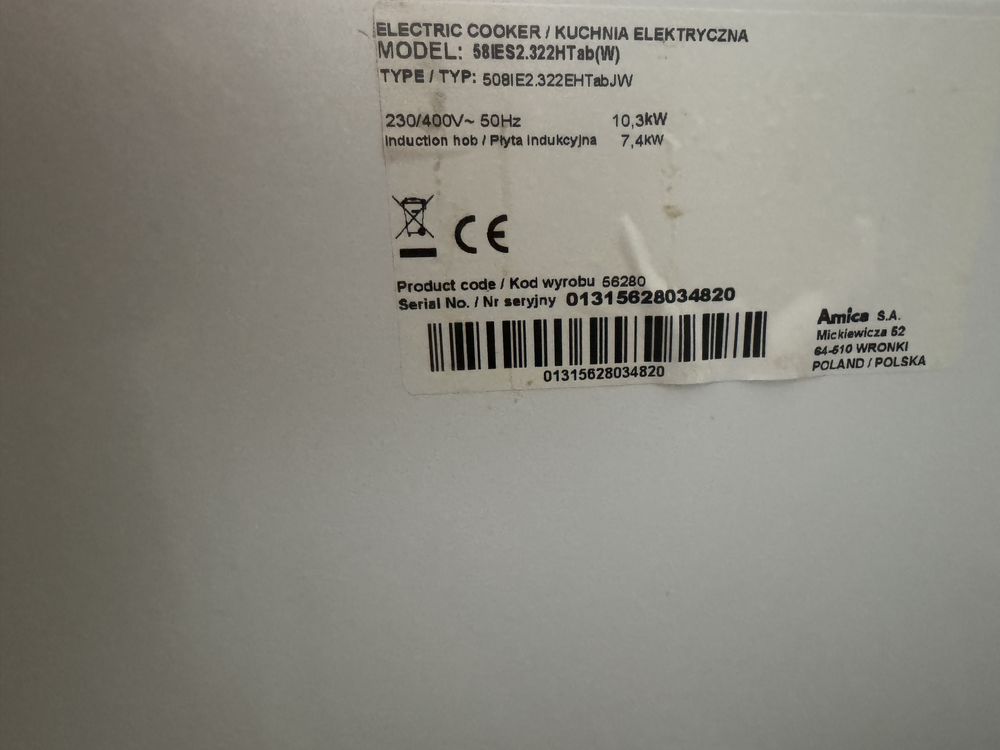 Amica piekarnik elektryczny + płyta indukcyjna