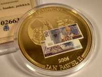 Medal z Banknotem 50 zł Jan Paweł II ZŁOTO + CERTYFIKAT + Kapsel