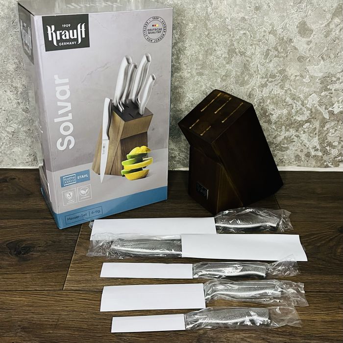 Набір ножів KRAUFF Solvar 5-ти предметів з підставкою • Доставка OLX