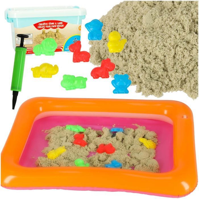 Piasek Kinetyczny Magiczny w Wiaderku 1kg Piaskolina Foremki Zestaw